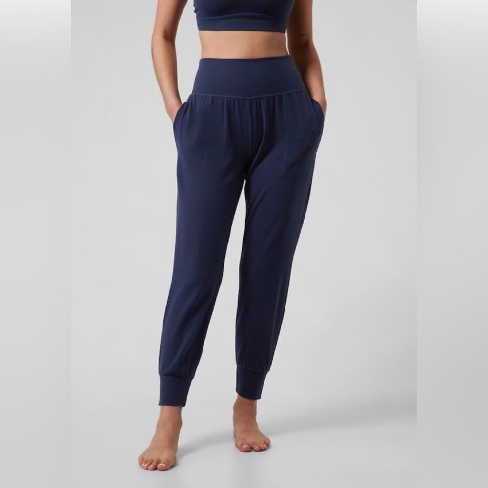 Athleta Navy High-Waist Joggers